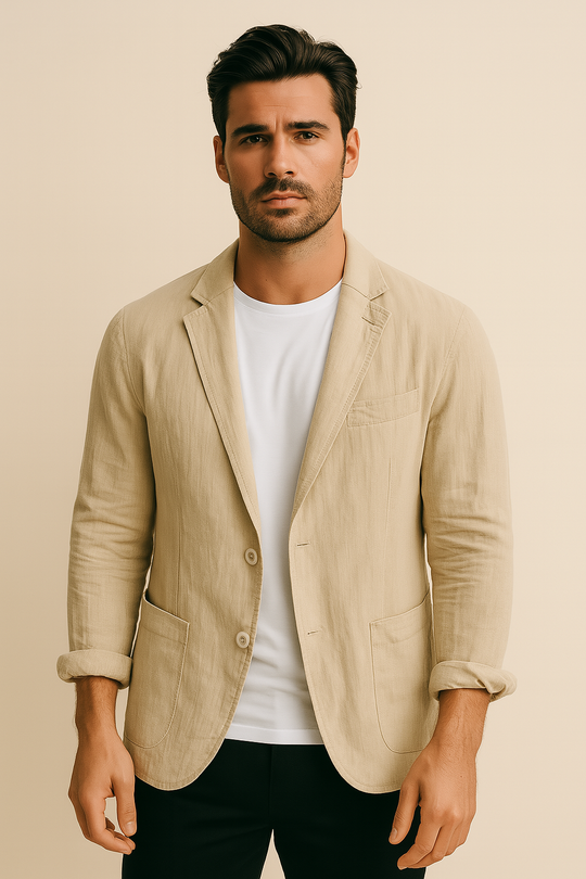 Warren – Beige Linen Casual Blazer for Men