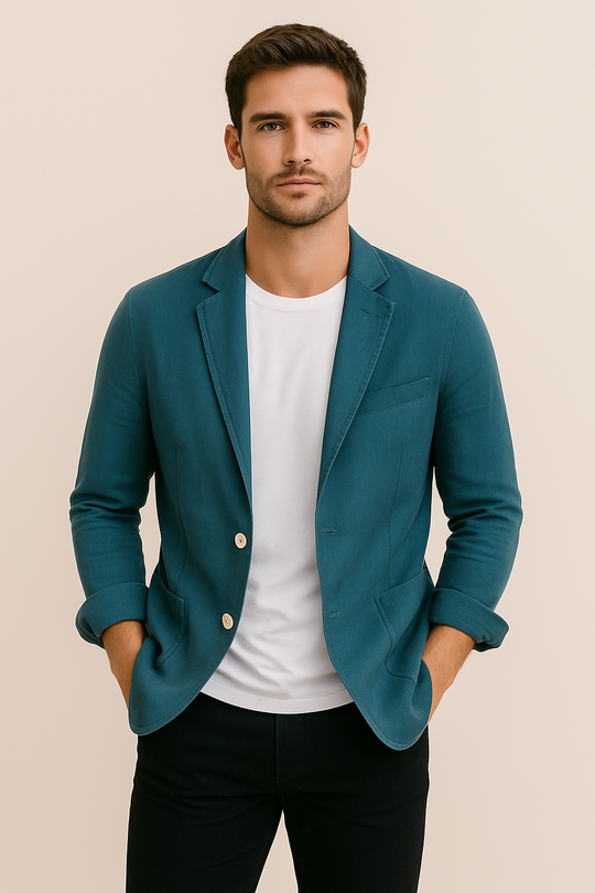 Warren – Blue Linen Casual Blazer for Men