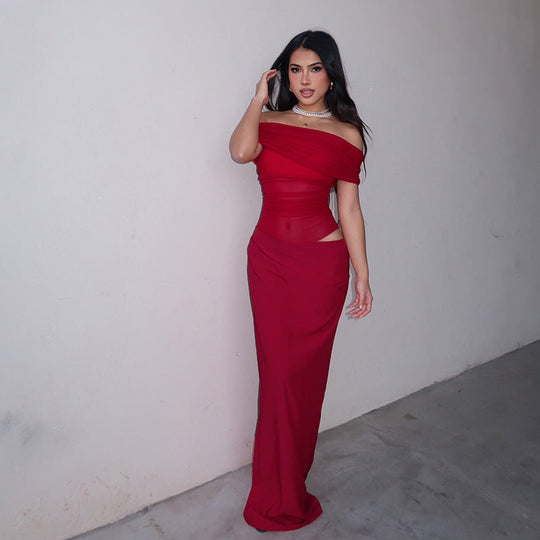 Jana – Sheer Elegance Off-Shoulder Gown