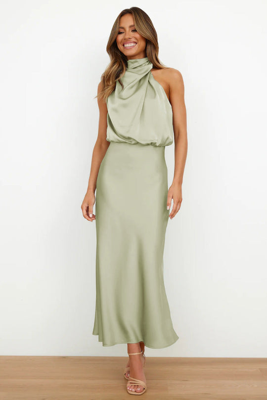 Jolanda – Satin Cowl Neck Midi Dress for Women