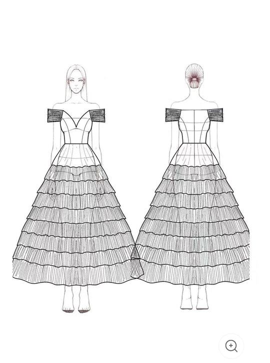 Enni – Off-Shoulder Tiered Tulle Midi Dress