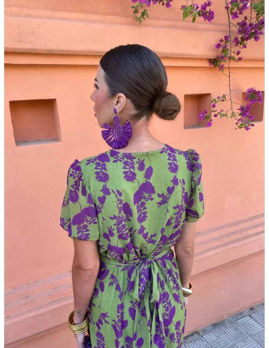 Florindra – Botanical Wrap Midi Dress for Women