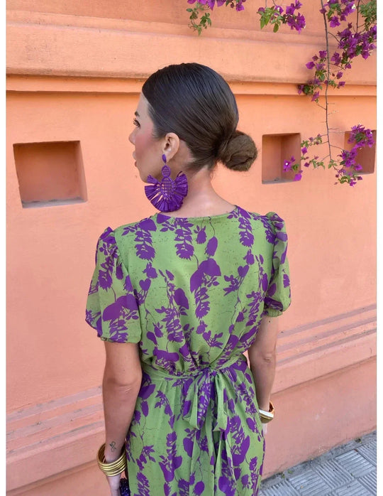 Florindra – Botanical Wrap Midi Dress for Women