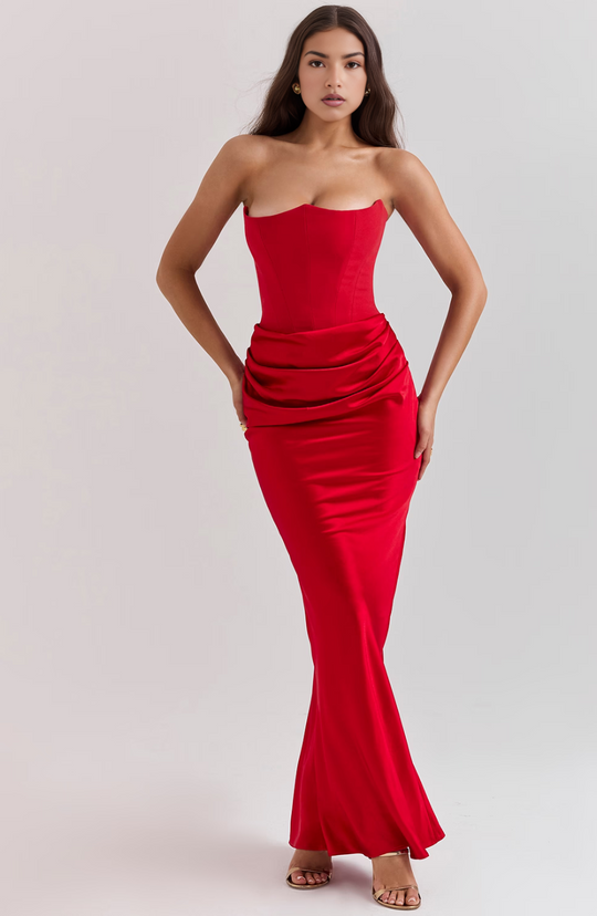 Marika – Strapless Satin Bodycon Dress for Women