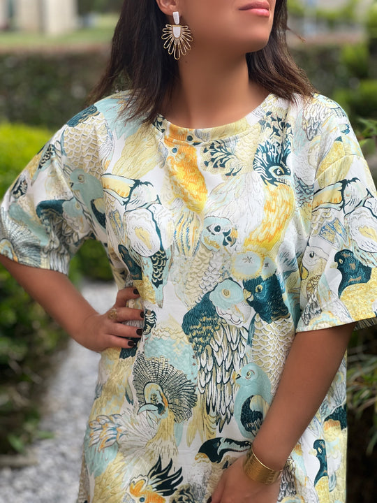 Elaina – Tropical Breeze T-Shirt Dress Yellow for Women