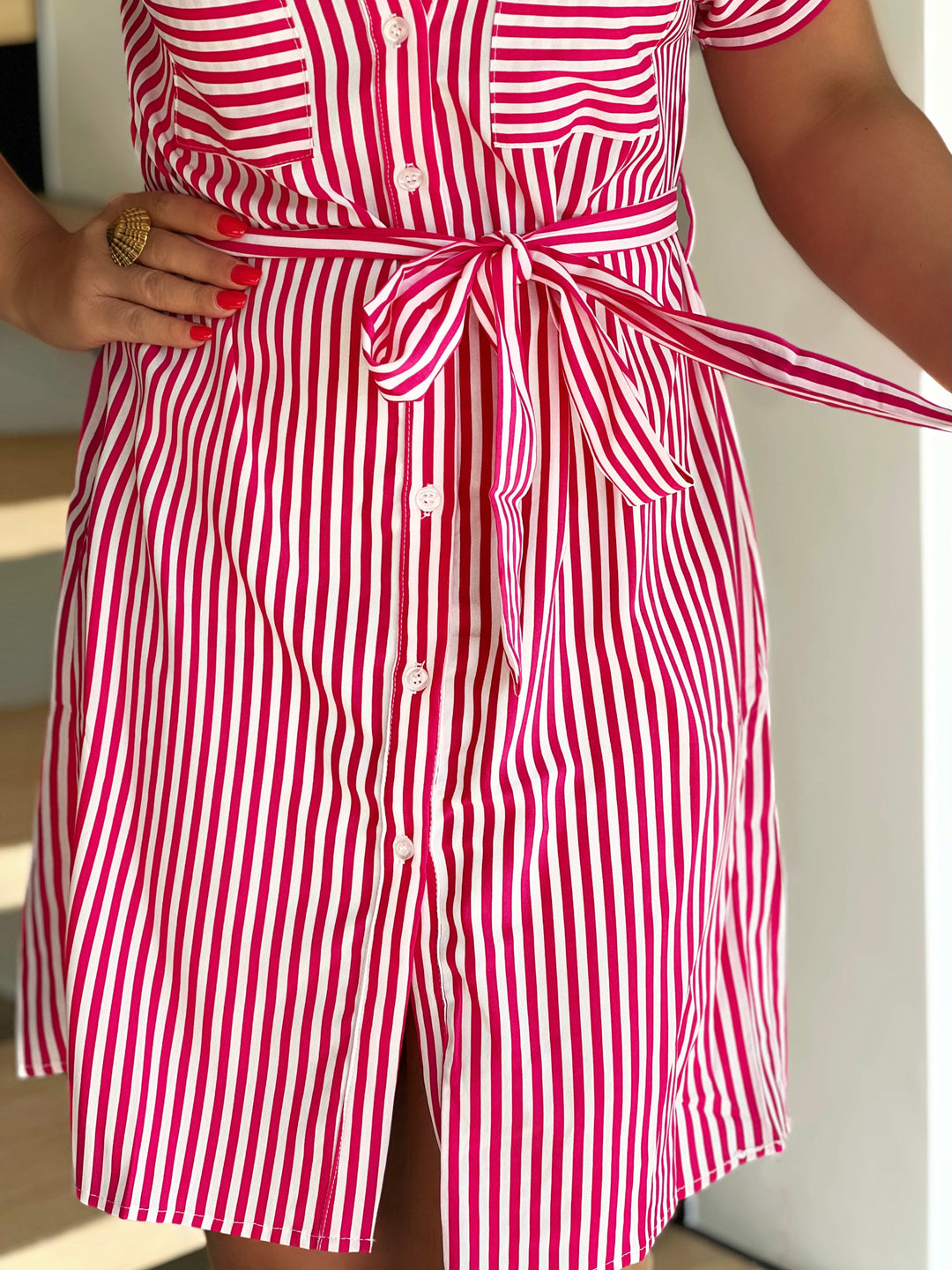 Bryn – Striped Shirt Dress with Waist Tie for Women