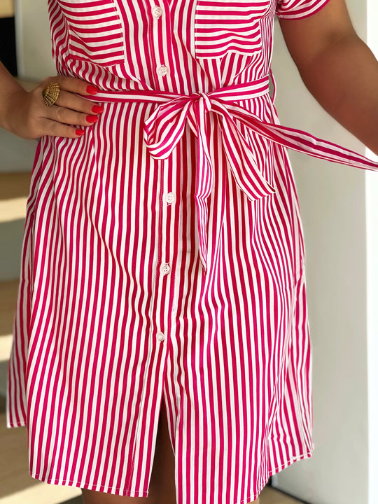 Bryn – Striped Shirt Dress with Waist Tie for Women