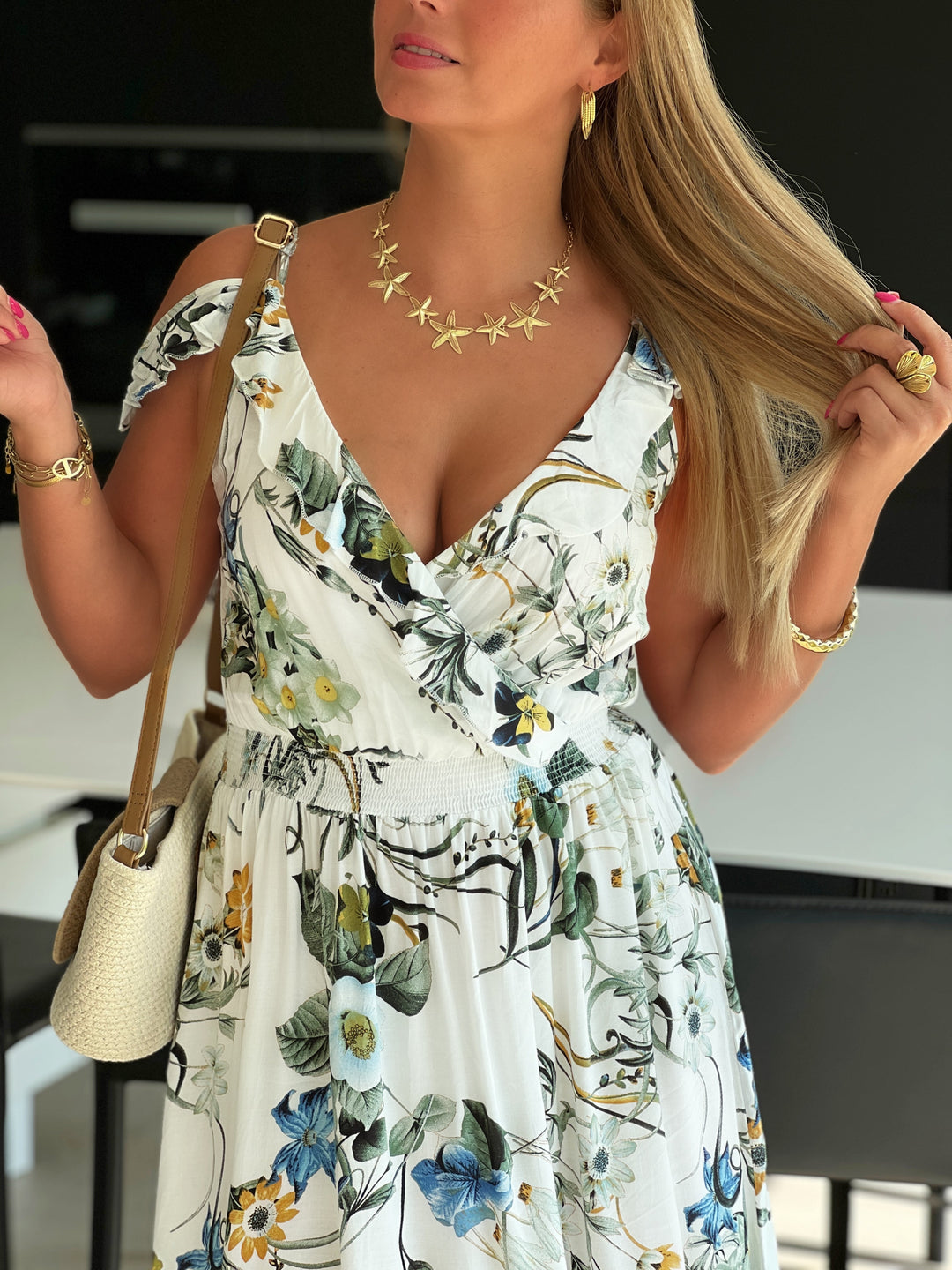 Floriana – Off-Shoulder Floral Maxi Dress