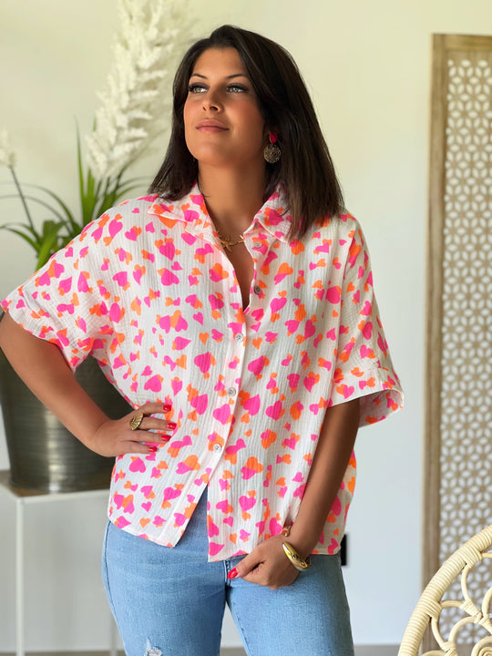 Vivara – Heart Pop Short-Sleeve Button Shirt