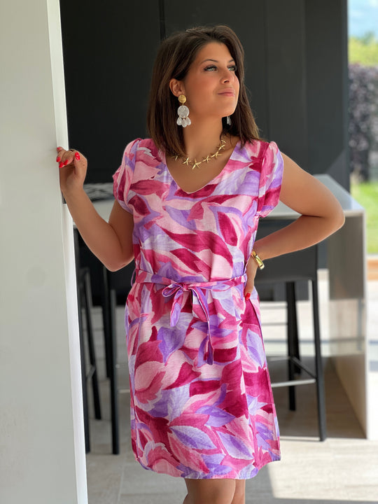 Meluría – Floral Print Belted Day Dress for Women