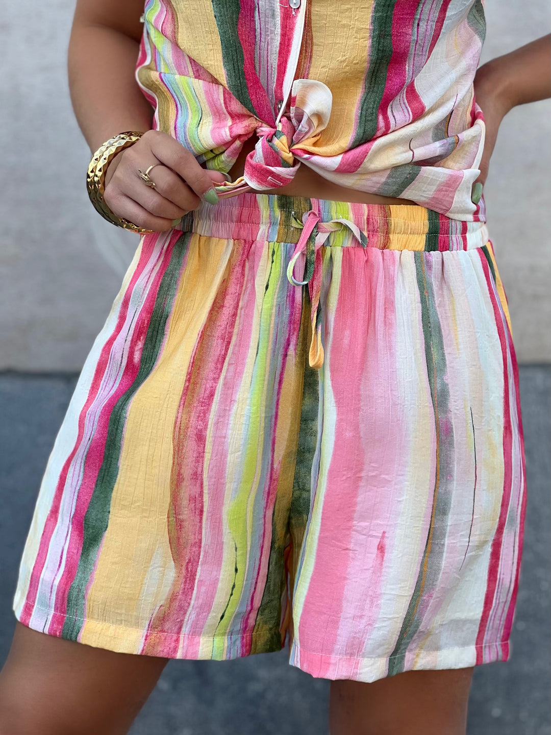Carisya – Striped High-Waist Summer Shorts for Women
