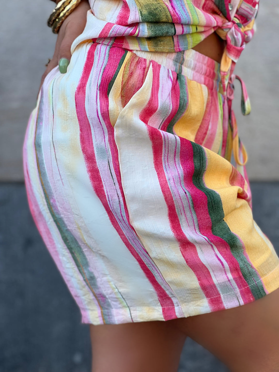 Carisya – Striped High-Waist Summer Shorts for Women