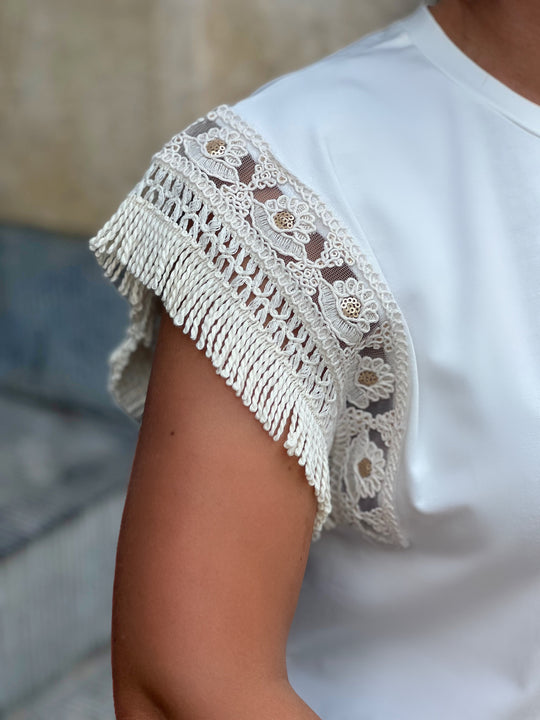 Aurellie – Lace-Trimmed Shoulder Blouse for Women