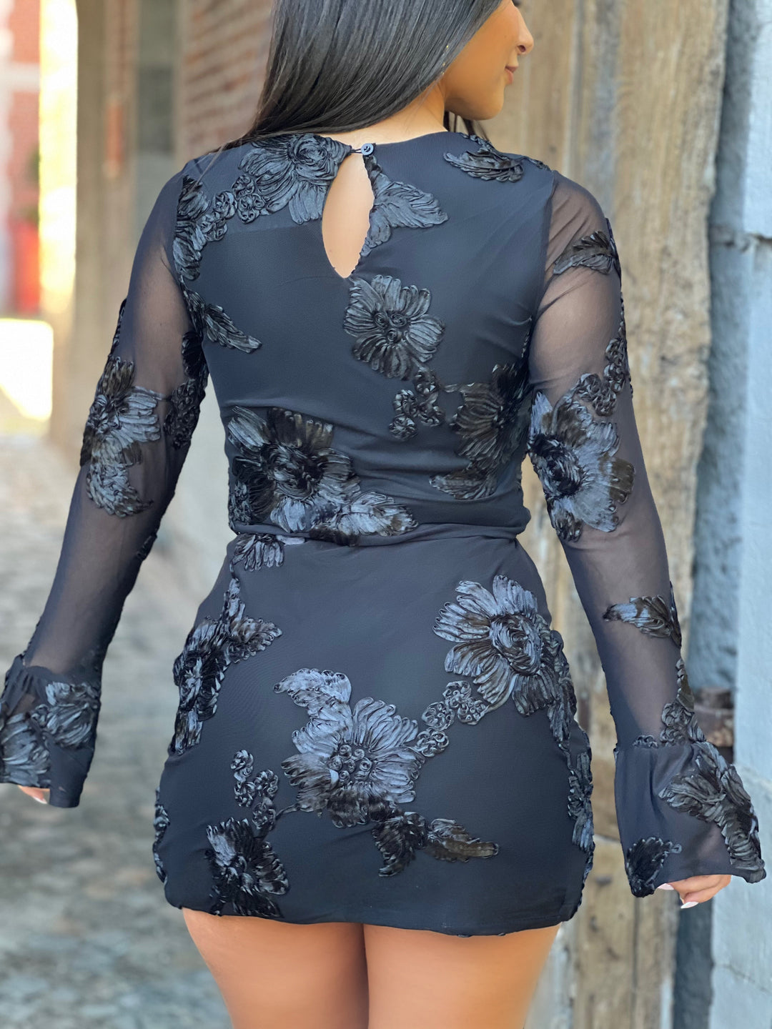 Maelis – Black Floral Skirt Set for Women