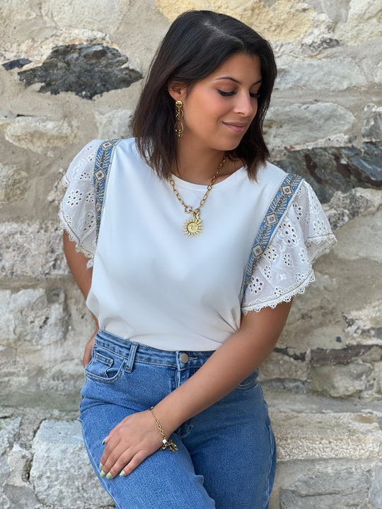 Elisara – Lace Flutter Sleeve Top for Women