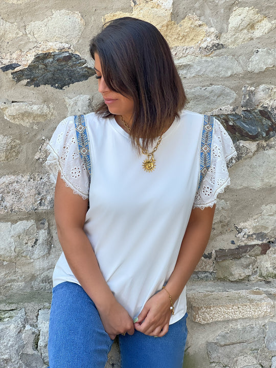 Elisara – Lace Flutter Sleeve Top for Women
