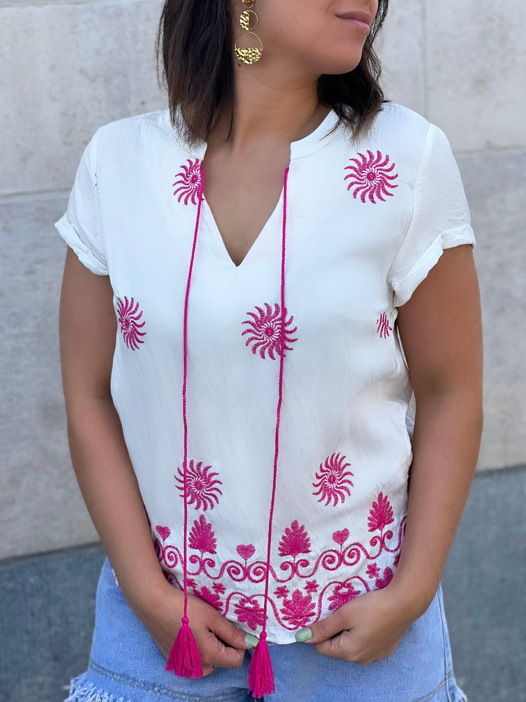 Dilys – Embroidered Boho Blouse for Women