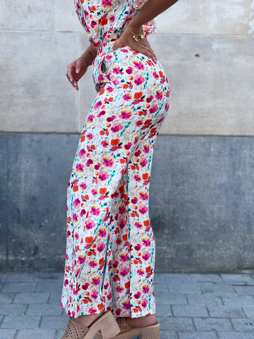 Calindra – Tropical Bloom Co-Ord Set Orange for Women