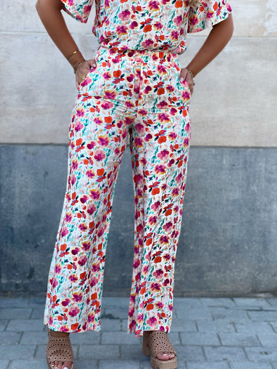 Calindra – Tropical Bloom Co-Ord Set Orange for Women