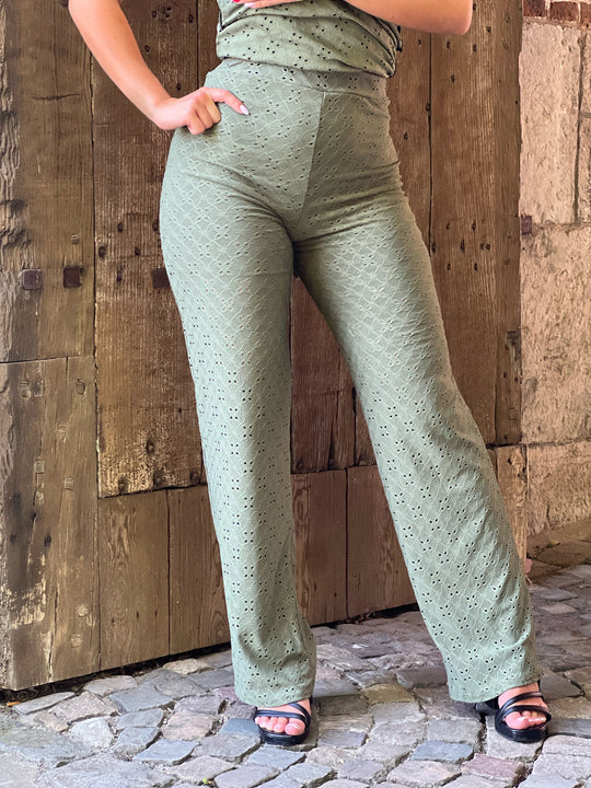 Caela – Khaki Strapless Textured Jumpsuit for Women