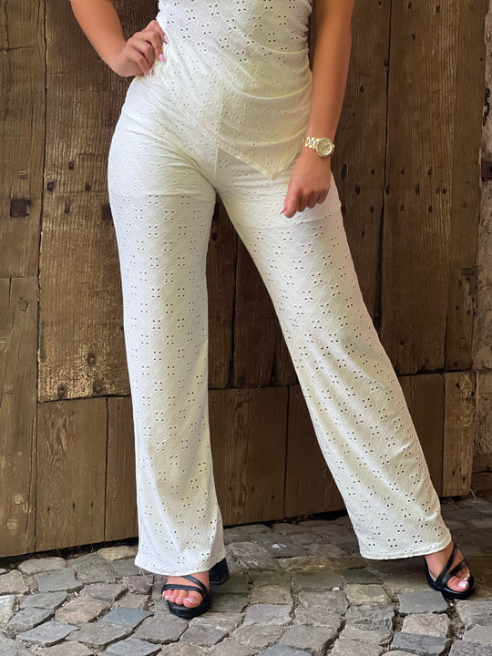 Caela – White Strapless Textured Jumpsuit for Women