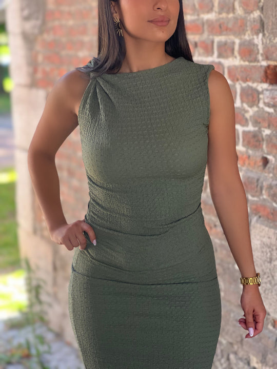 Tara  – Khaki Sleeveless Bodycon Maxi Dress for Women