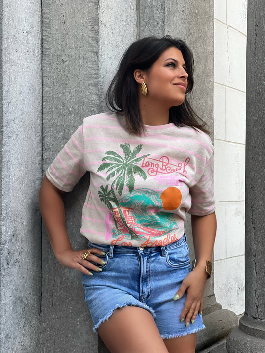 Cali Palm – Graphic Print Cotton T-shirt for Women