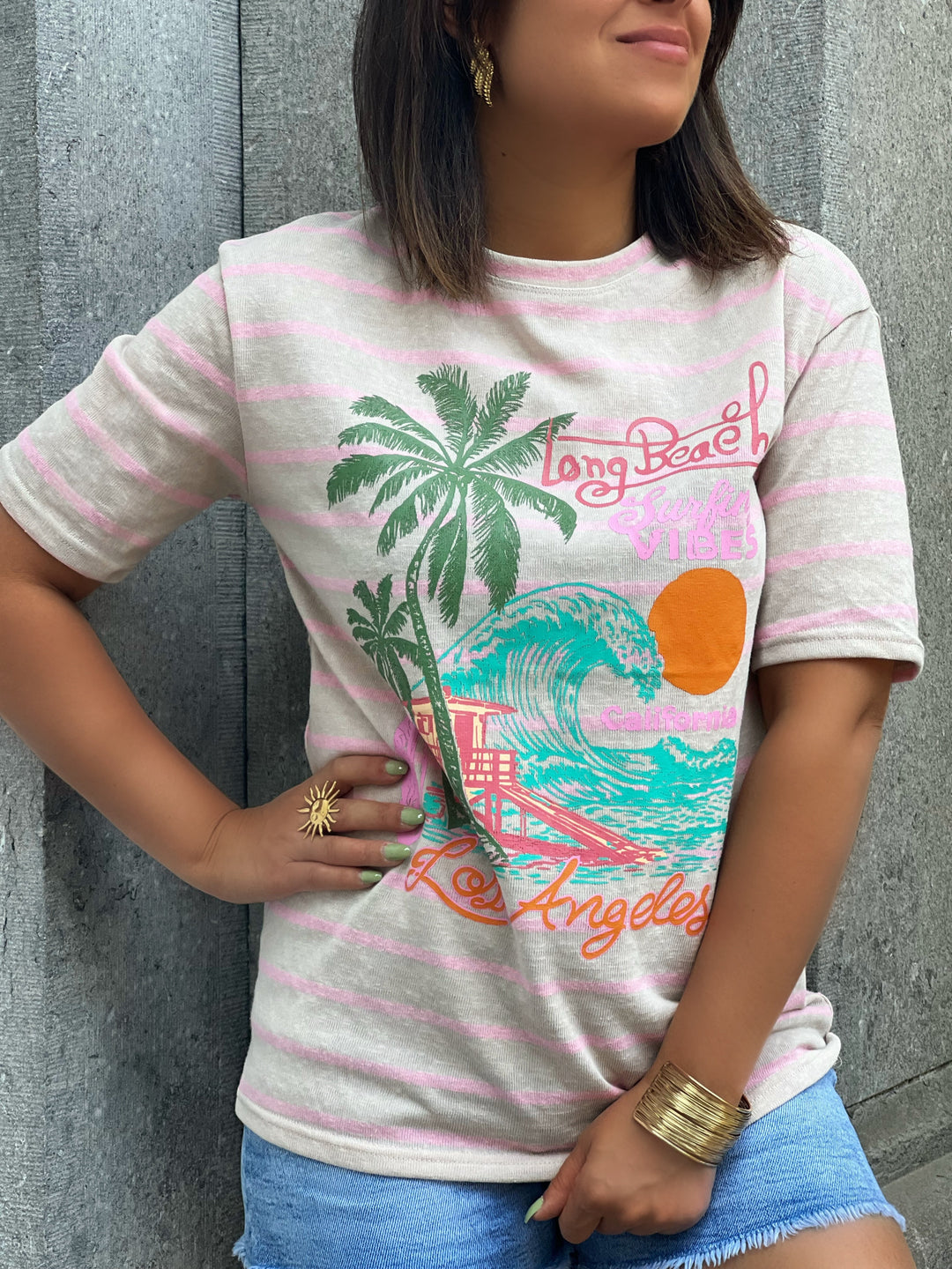 Cali Palm – Graphic Print Cotton T-shirt for Women