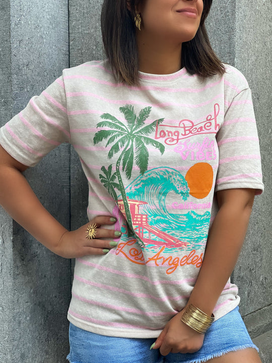 Cali Palm – Graphic Print Cotton T-shirt for Women