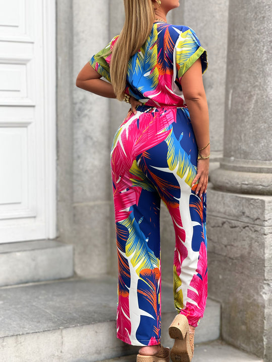 Camila – Tropical Wrap Jumpsuit Multicolored for Women