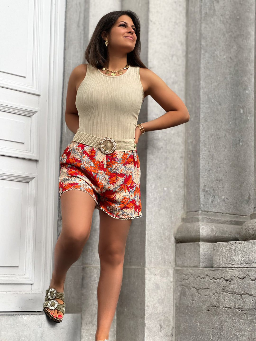 Cali – Floral Print High-Waisted Shorts for Women