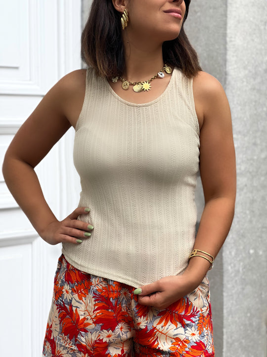 Alma – Open Back Ribbed Knit Top for Women