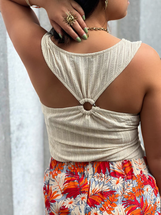 Alma – Open Back Ribbed Knit Top for Women