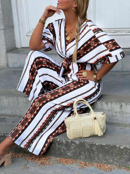 Ariza – Printed Wide-Leg Jumpsuit Beige for Women