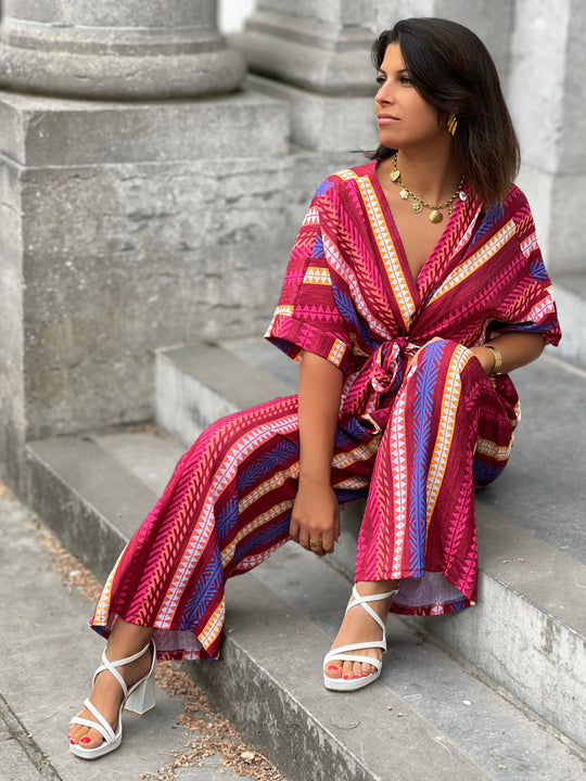 Ariza – Printed Wide-Leg Jumpsuit Bordeaux for Women