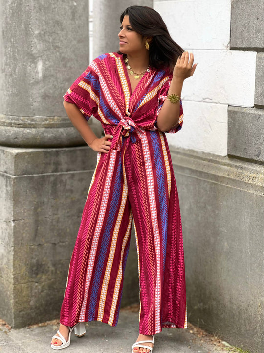 Ariza – Printed Wide-Leg Jumpsuit Bordeaux for Women