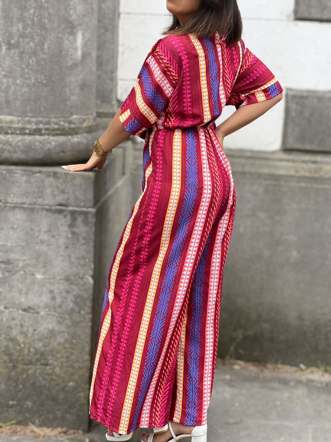 Ariza – Printed Wide-Leg Jumpsuit Bordeaux for Women