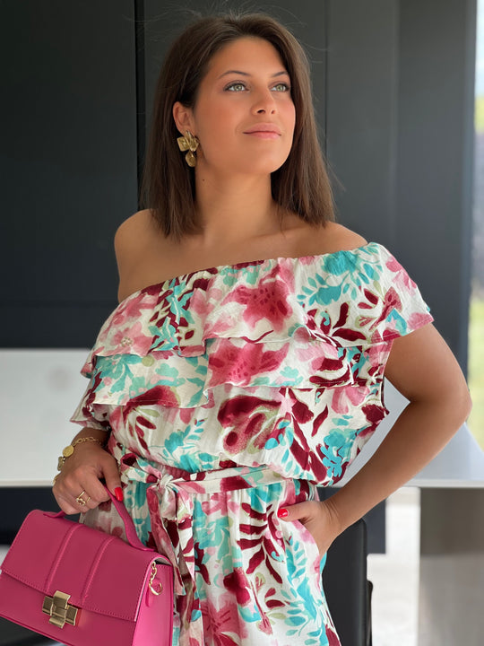 Abimbola – Off-Shoulder Tropical Jumpsuit for Women