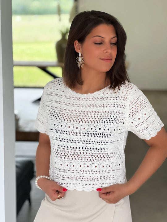 Aurelle – Crochet Lace Crop Top for Women