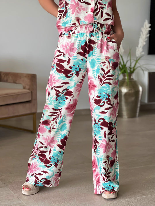 Calindra – Tropical Bloom Co-Ord Set Pink for Women