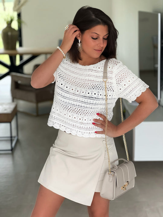 Aurelle – Crochet Lace Crop Top for Women