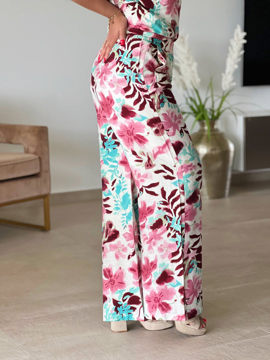 Calindra – Tropical Bloom Co-Ord Set Pink for Women