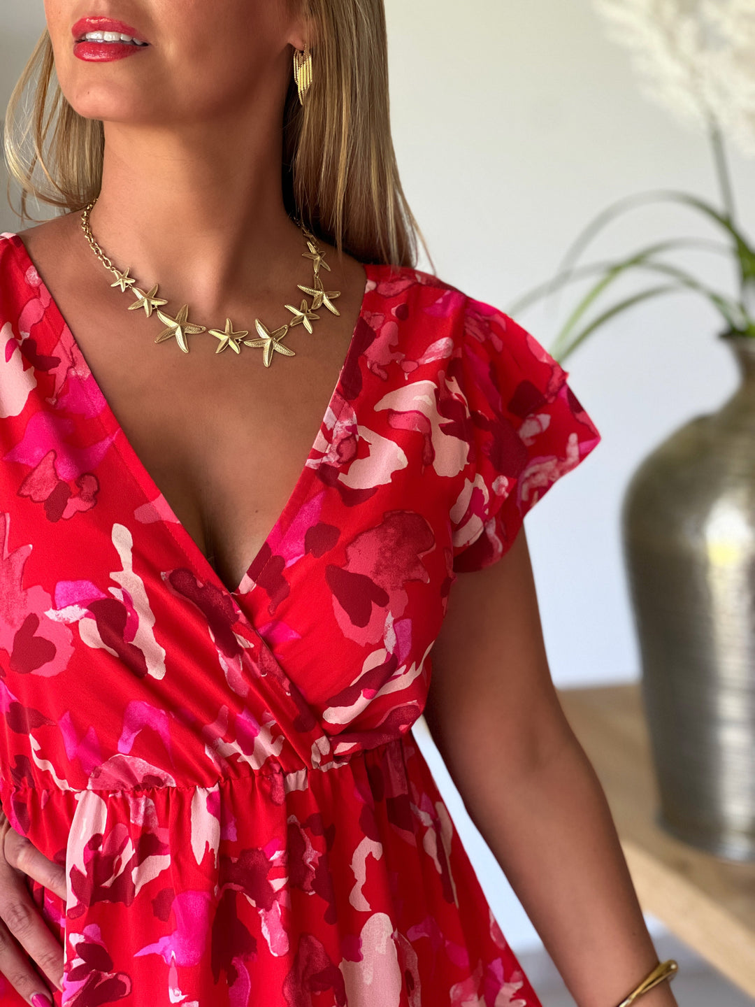 Carys – Ruffled Floral Wrap Mini Dress for Women