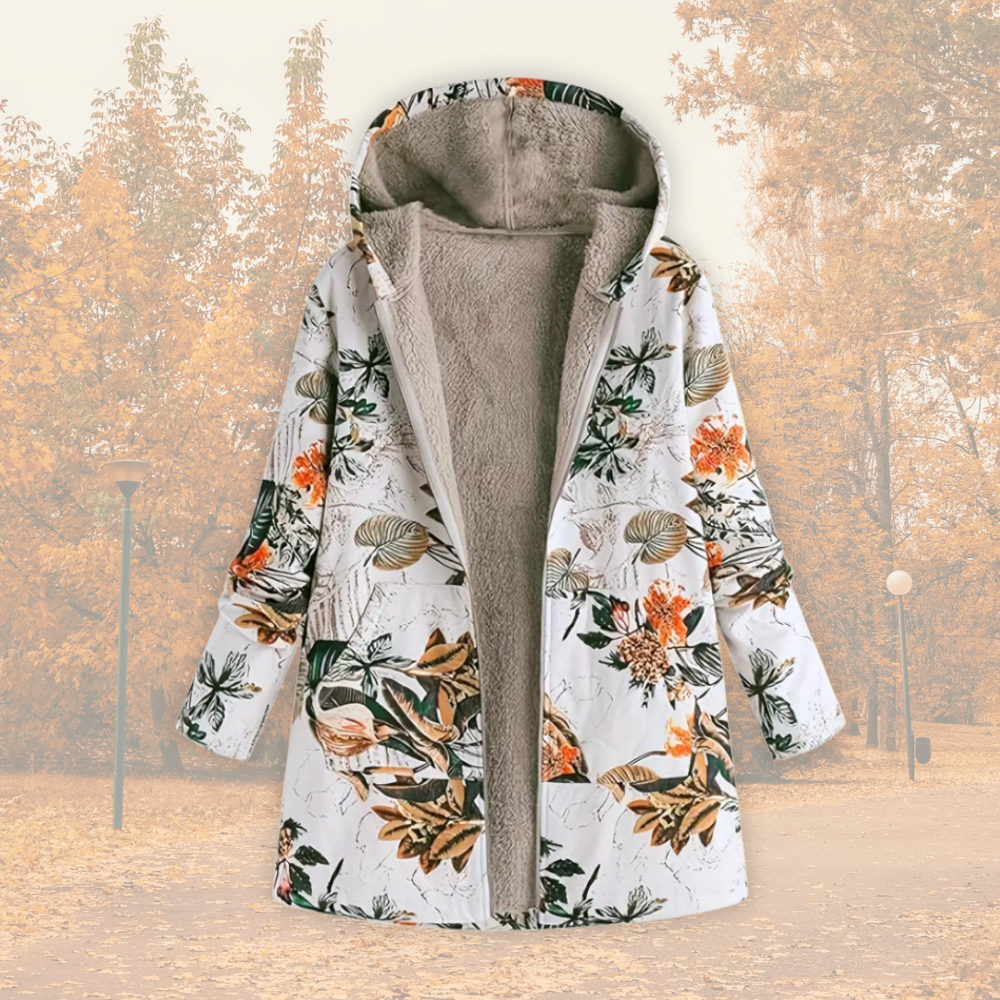 Marcelline – Floral Sherpa-Lined Coat for Women