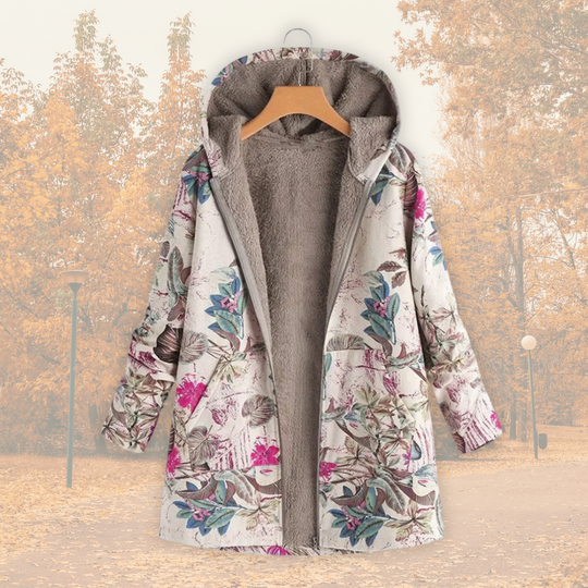 Marcelline – Floral Sherpa-Lined Coat for Women