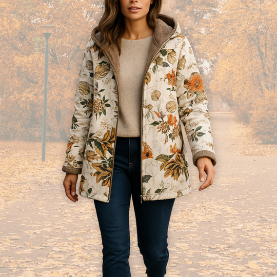 Marcelline – Floral Sherpa-Lined Coat for Women