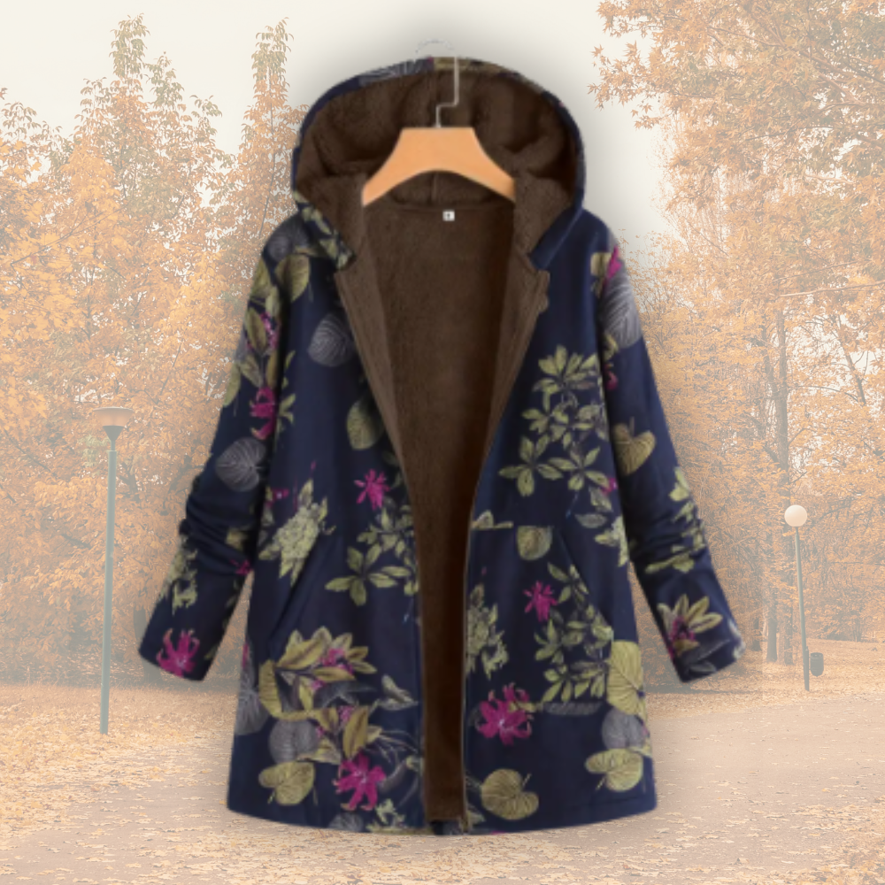 Marcelline – Floral Sherpa-Lined Coat for Women