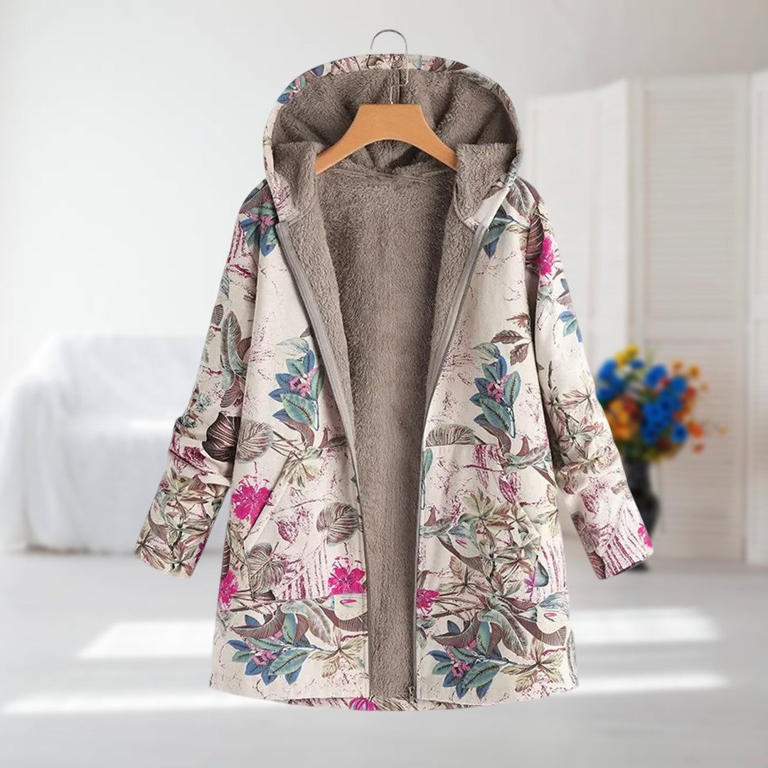 Marcelline – Floral Sherpa-Lined Coat for Women