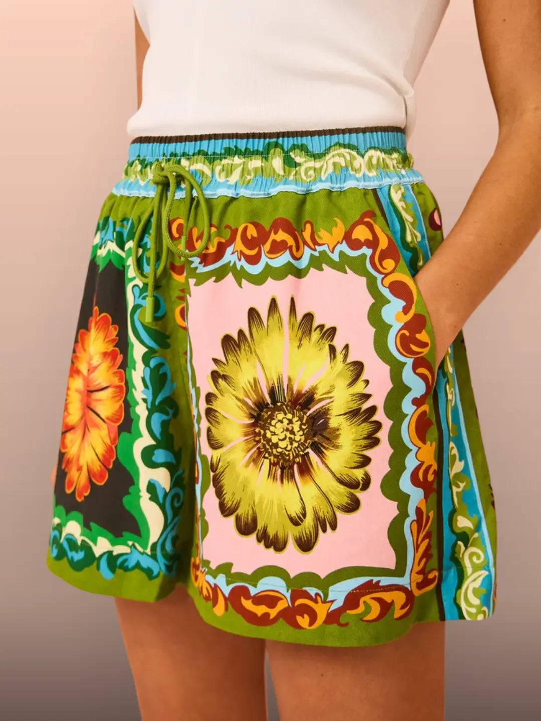 Solriva – Bold Print Button-Up & Shorts Set for Women
