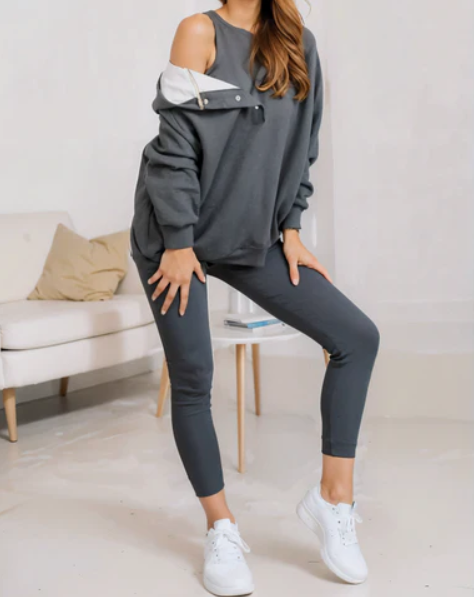 Zanira – Asymmetric Shoulder Lounge Set for Women